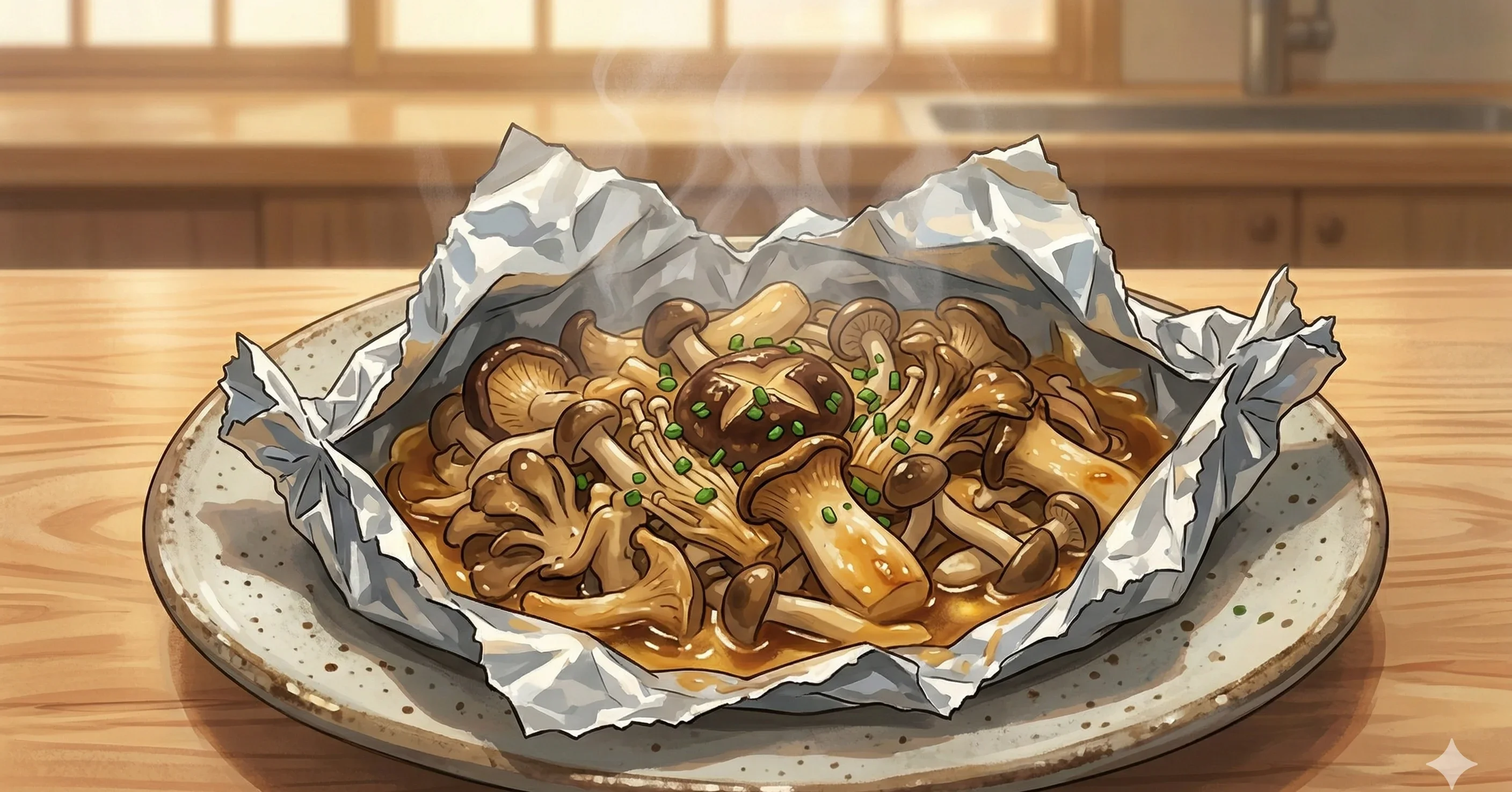 Miso Butter Mushrooms in Foil (Kinoko no Hoiru Yaki)